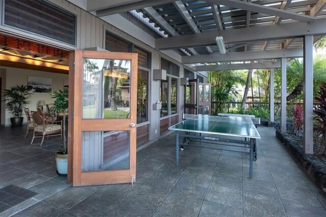 view of patio / terrace featuring a pergola