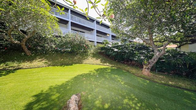 view of yard featuring a balcony