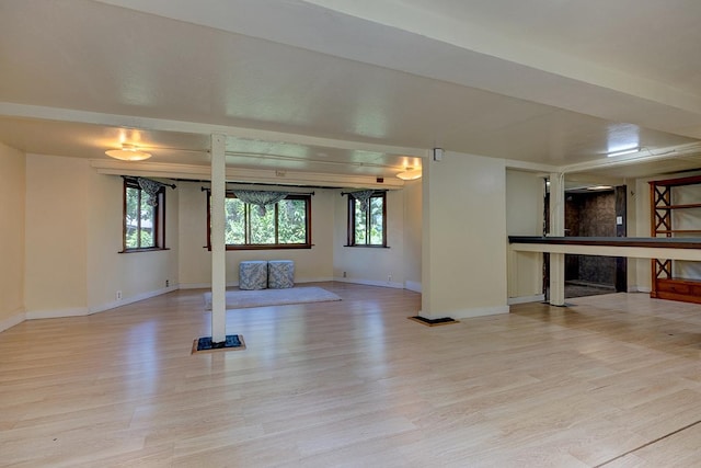 unfurnished living room featuring light hardwood / wood-style flooring