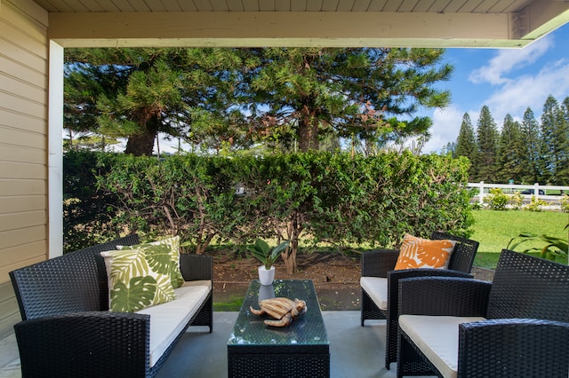 view of patio featuring an outdoor hangout area