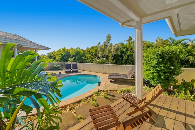 view of swimming pool with a patio