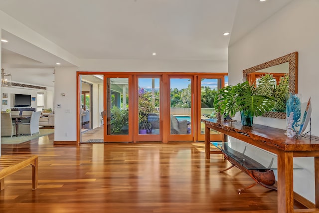 doorway featuring hardwood / wood-style flooring