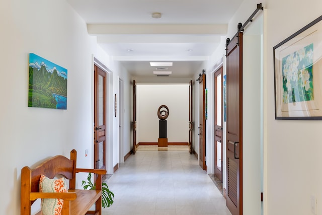 hall with beam ceiling