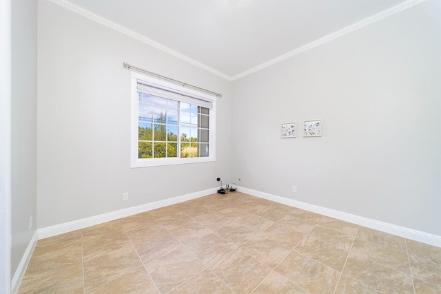 tiled empty room with crown molding