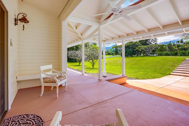 view of patio with ceiling fan