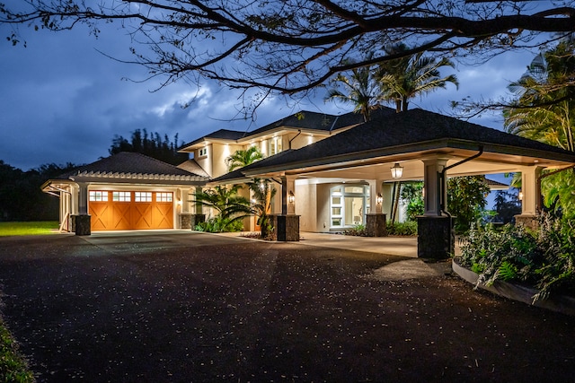 view of front of property featuring a garage