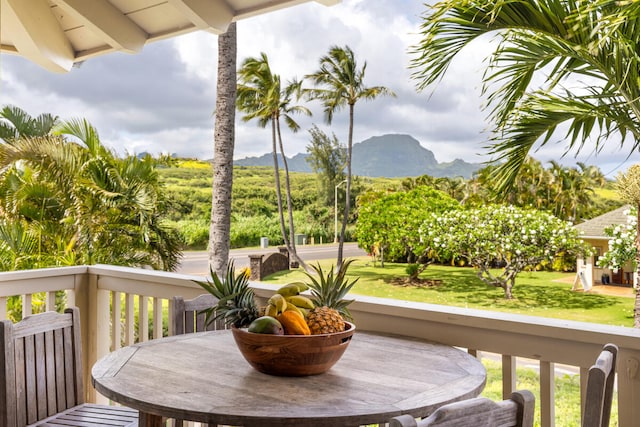 balcony with a mountain view