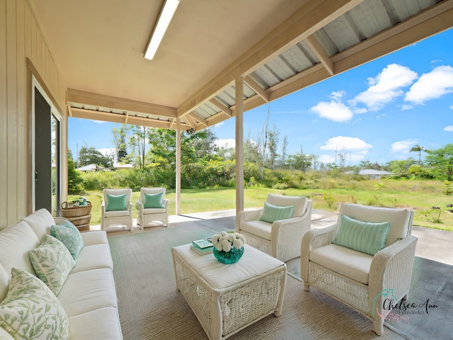 view of patio featuring an outdoor hangout area