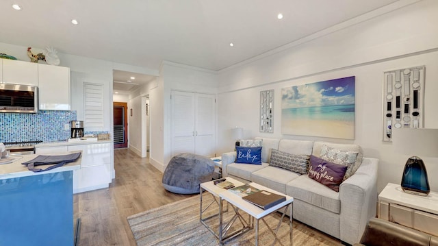 living room featuring light wood-type flooring