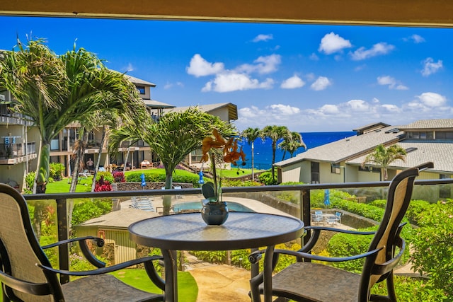 balcony with a water view