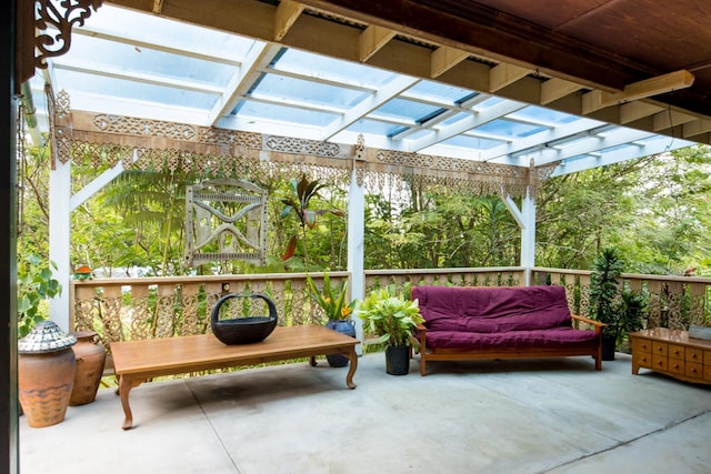 view of patio featuring a pergola