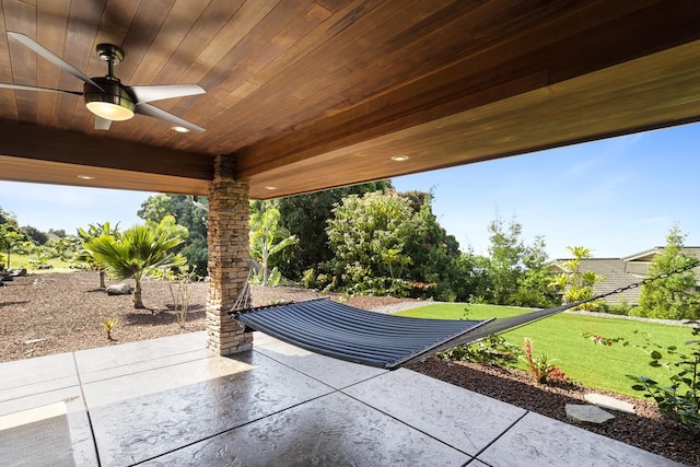 view of patio / terrace with ceiling fan