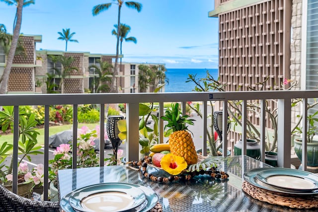 balcony with a water view