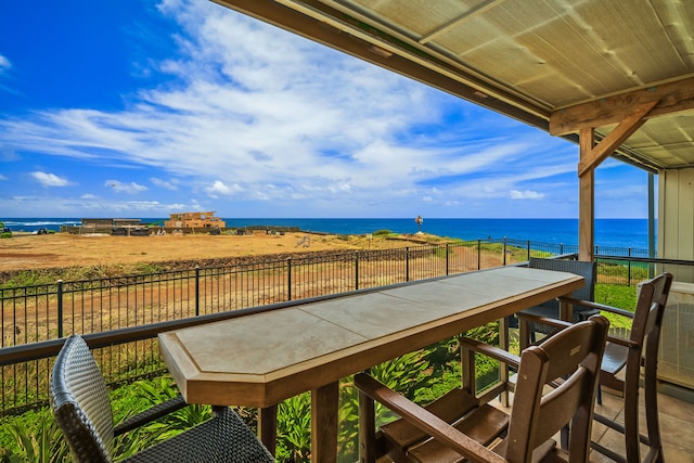 balcony with a water view