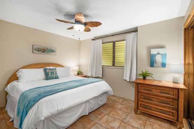 bedroom featuring ceiling fan