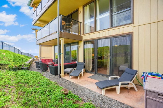 exterior space with a patio area and an outdoor hangout area