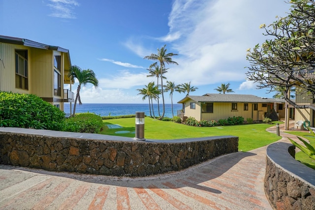 exterior space featuring a water view