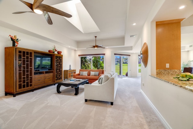 living room featuring light colored carpet