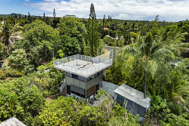 aerial view with a forest view