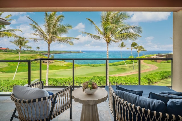 balcony with a water view