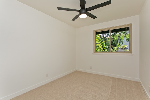 spare room with carpet and ceiling fan