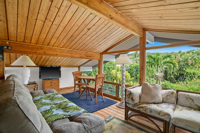 exterior space with an outdoor hangout area and a deck