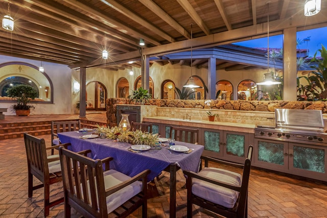 view of patio / terrace featuring sink and a grill