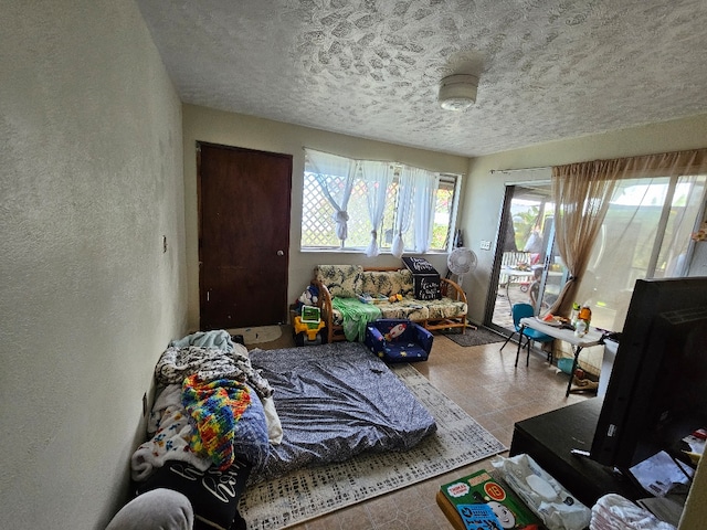 bedroom with a textured ceiling