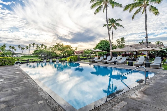 view of pool with a gazebo and a patio