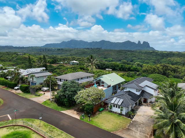 drone / aerial view with a mountain view