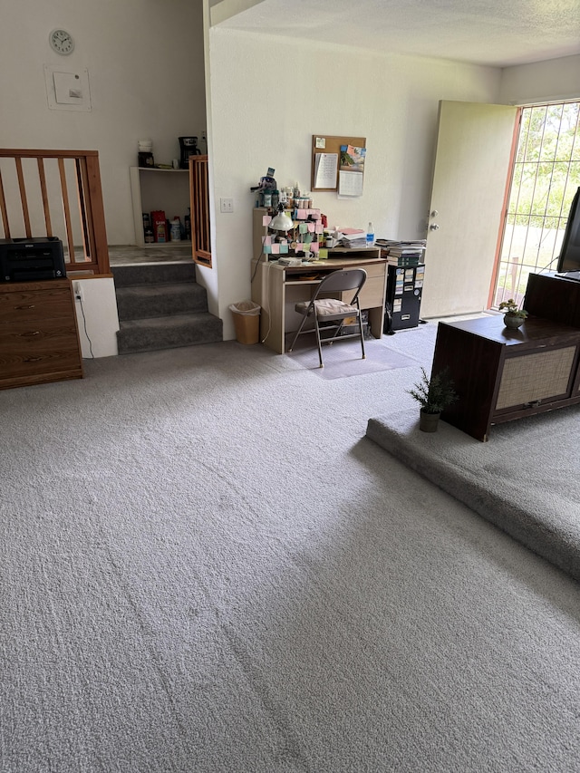 living room with carpet flooring