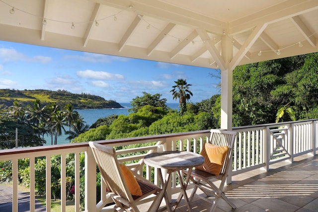 deck with a water view