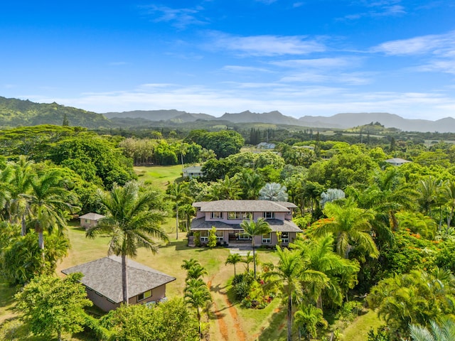 aerial view with a mountain view