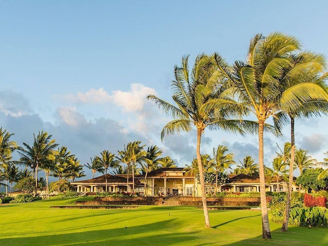 view of property's community with a yard