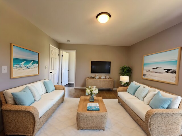 living room featuring light hardwood / wood-style floors