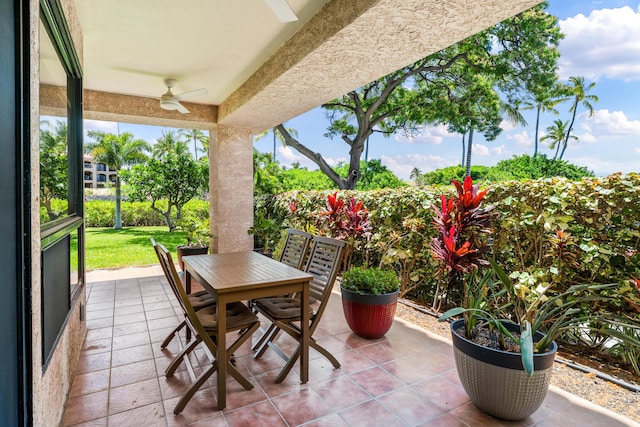 view of patio with ceiling fan