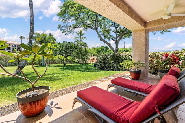 view of patio / terrace featuring ceiling fan