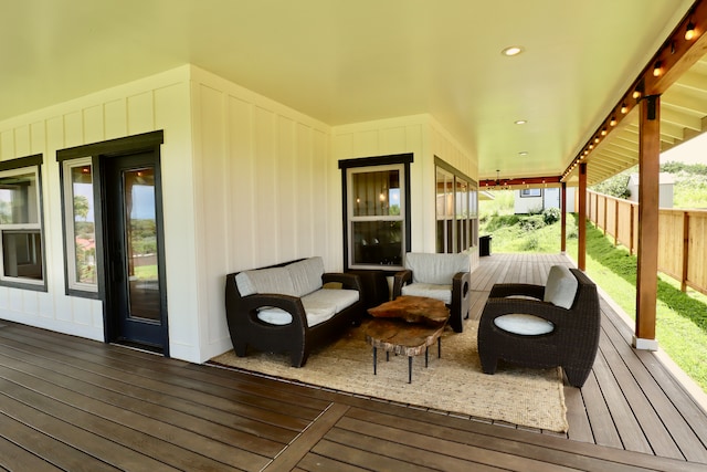 deck with an outdoor living space