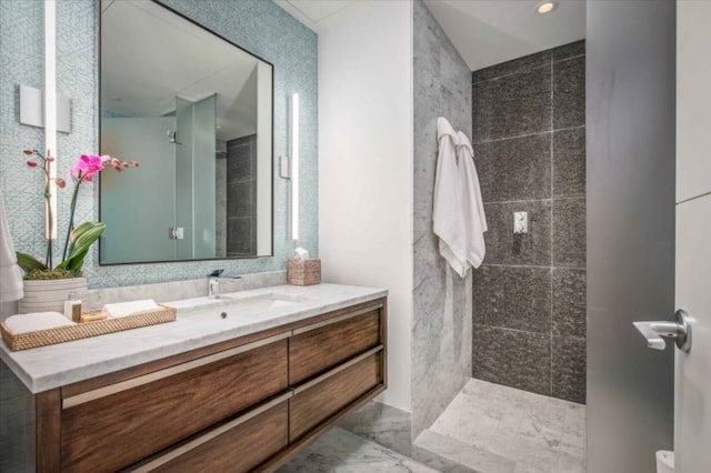 bathroom featuring vanity and tile patterned flooring