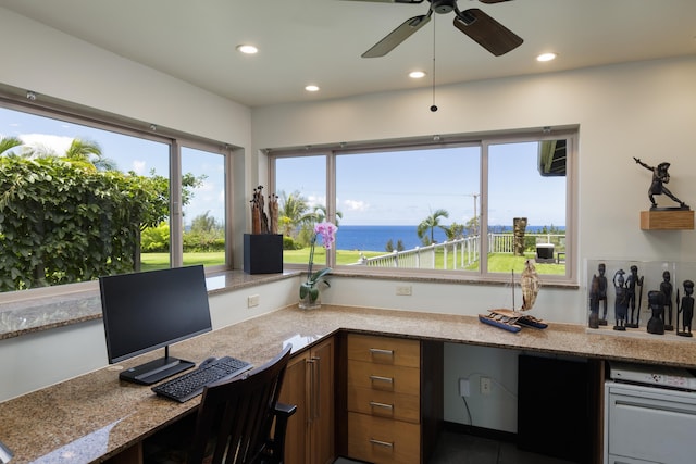 home office featuring ceiling fan