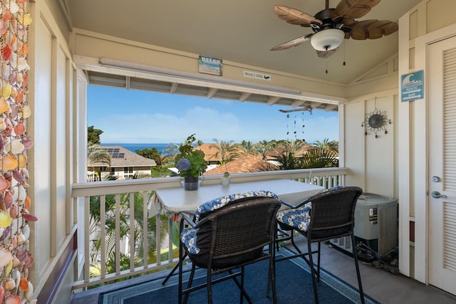 balcony with ceiling fan