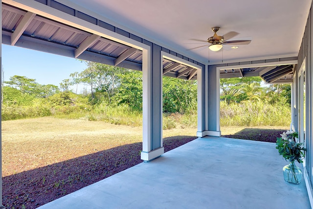 view of patio with ceiling fan