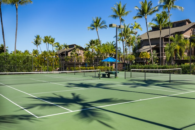 view of tennis court with basketball court