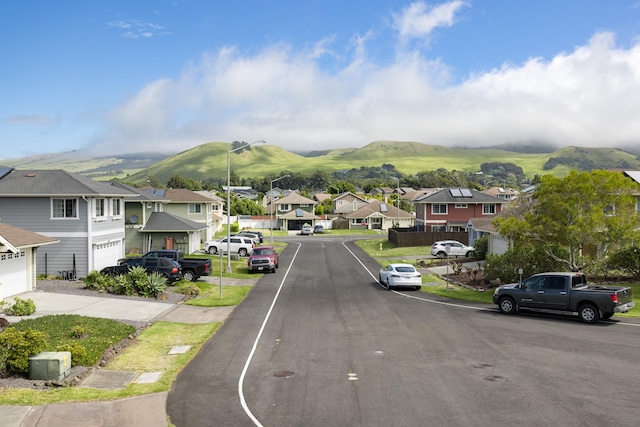 view of street with a mountain view