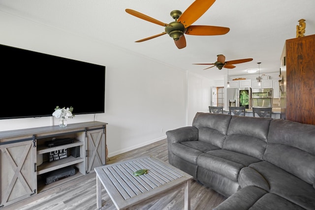 living room with light wood-type flooring