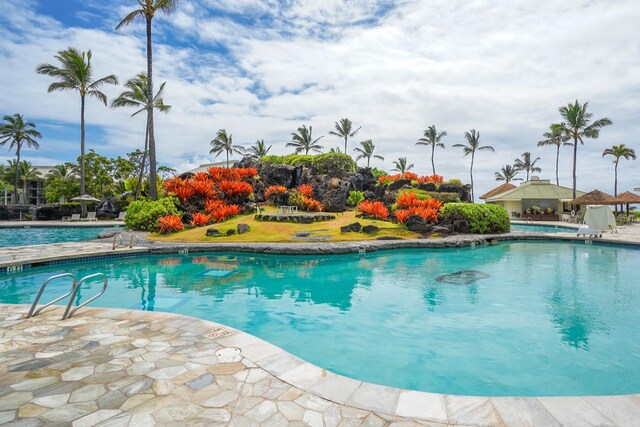 view of swimming pool featuring a patio