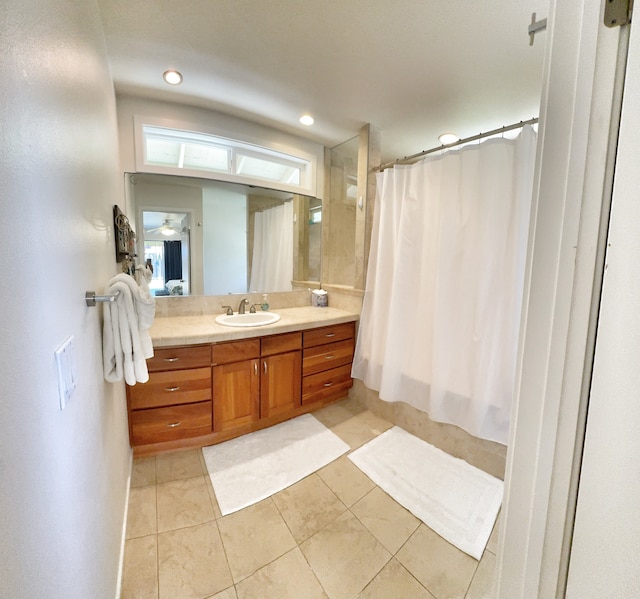 bathroom featuring vanity and tile patterned flooring