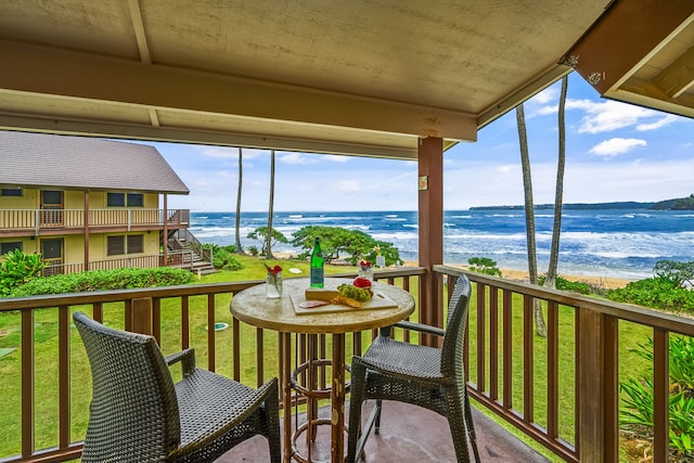 balcony with a water view