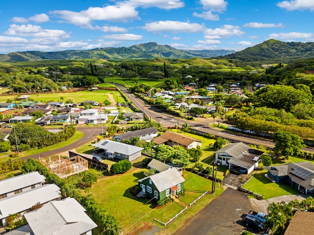 drone / aerial view with a mountain view