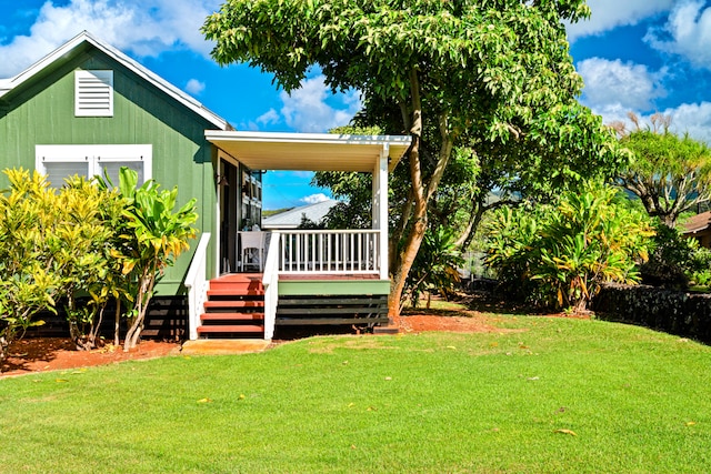 view of yard with a deck